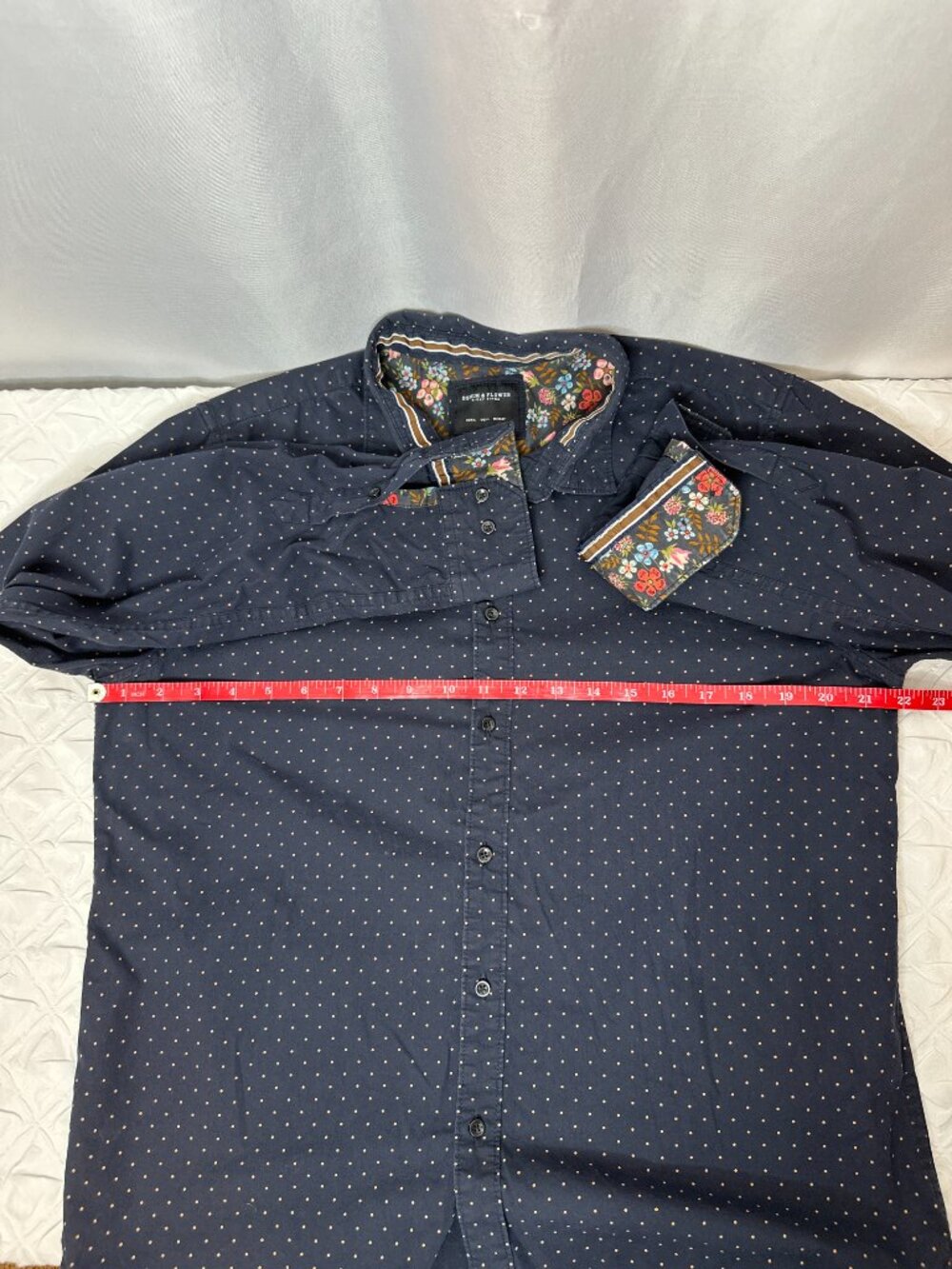 Denim & Flowers Lot of 2 Casual Button Down Shirts, SZ Large Preppy Dotted Birds - Picture 8 of 11